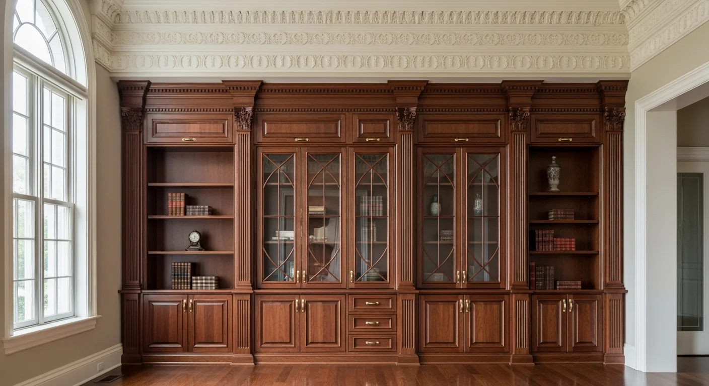 Inset-panel cabinetry with carefully aligned wood fronts
